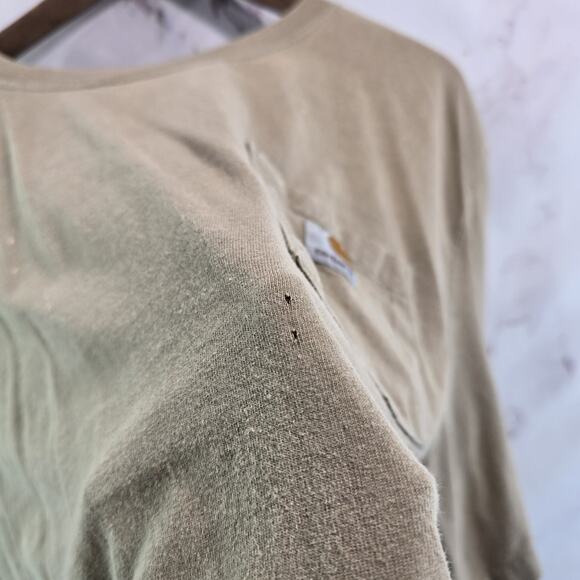 Carhartt T Shirt Mens 2XL Tan Brown Beige Pocket Original Fit Short Sleeve K87 - Picture 11 of 13